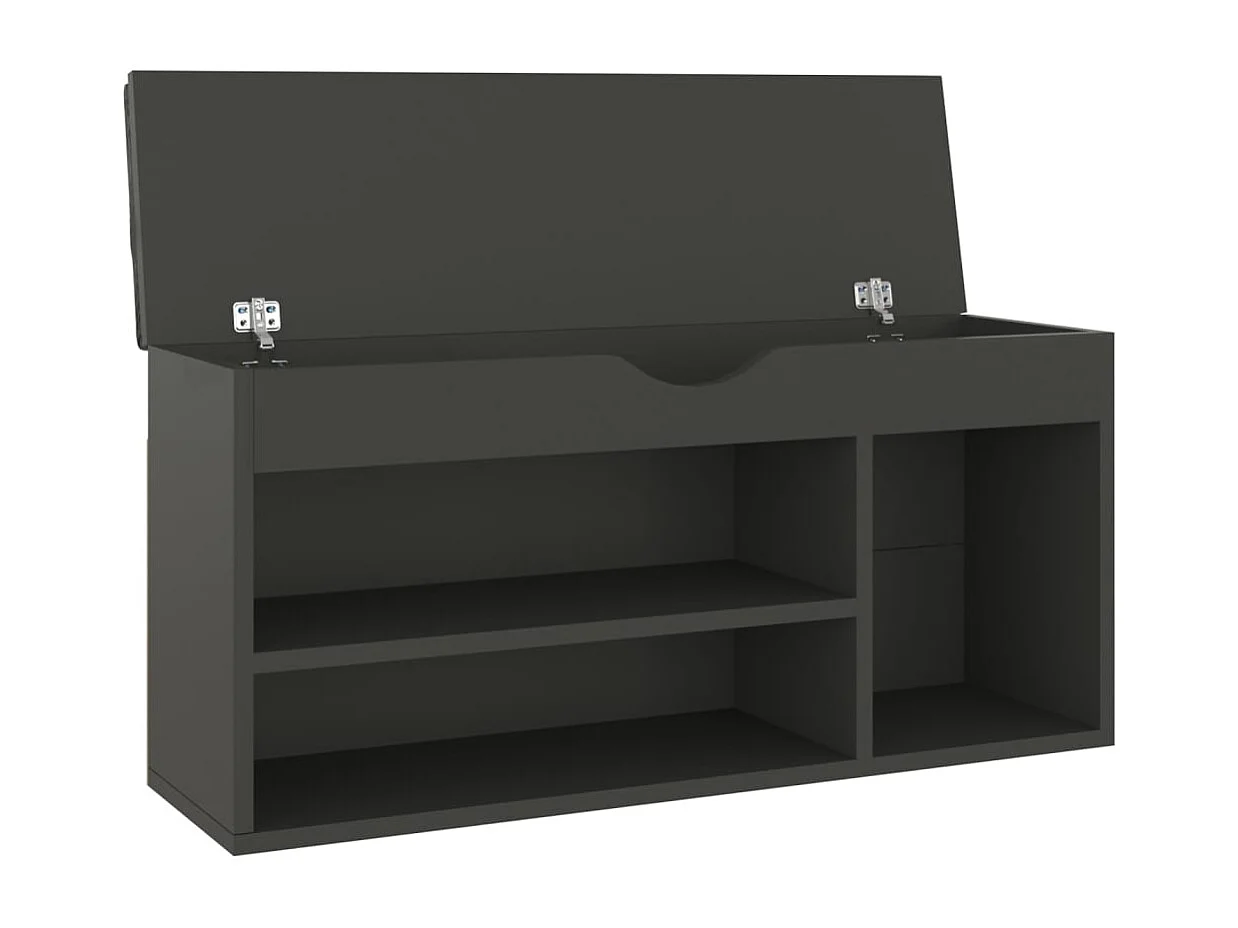 Banco zapatero y cojín Gris 104x30x49cm Madera de ingeniería