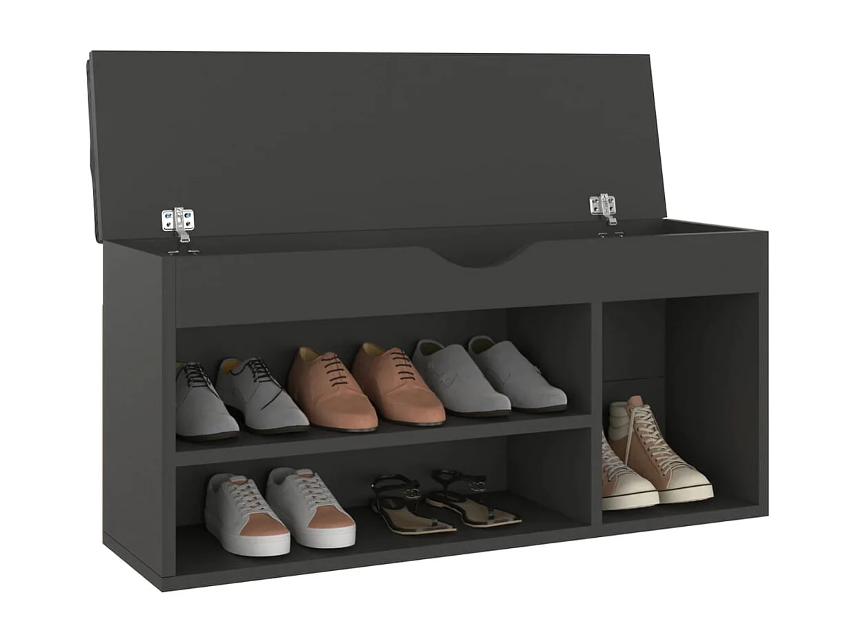 Banco zapatero y cojín Gris 104x30x49cm Madera de ingeniería