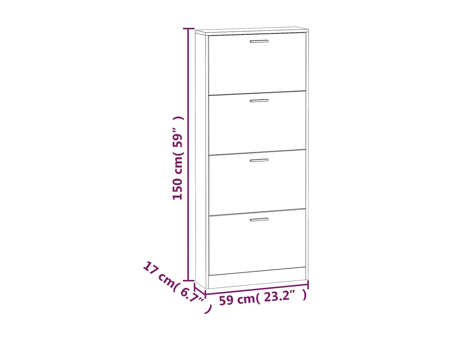 Scarpiera in rovere affumicato 59x17x150 cm in legno ingegnerizzato