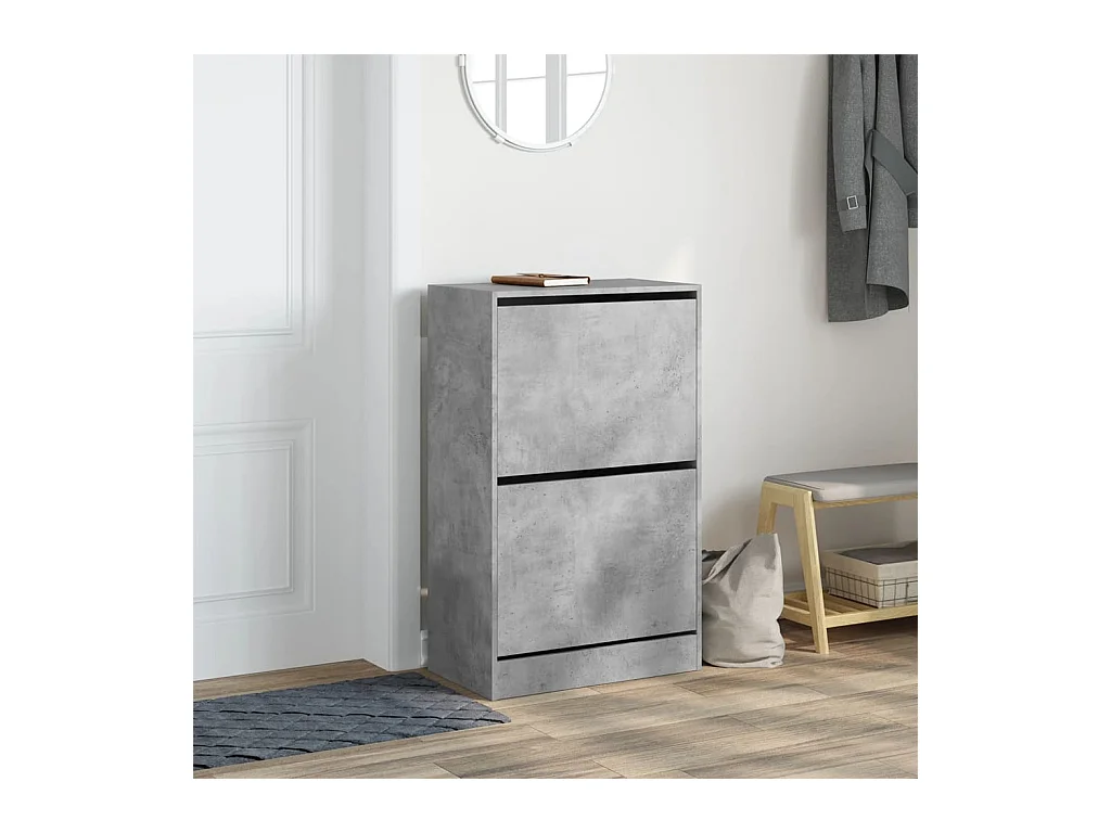 Armoire à chaussures gris béton 60x34x96,5 cm bois d'ingénierie