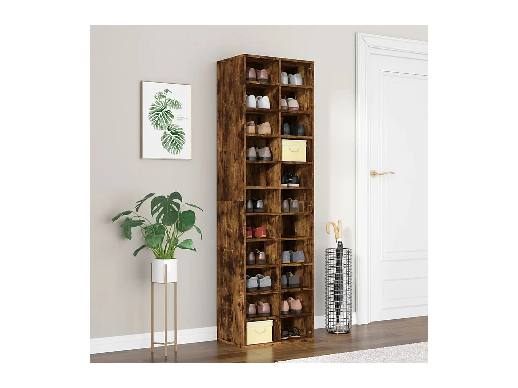 Meuble à chaussures Chêne fumé 54x34x183 cm Bois d'ingénierie