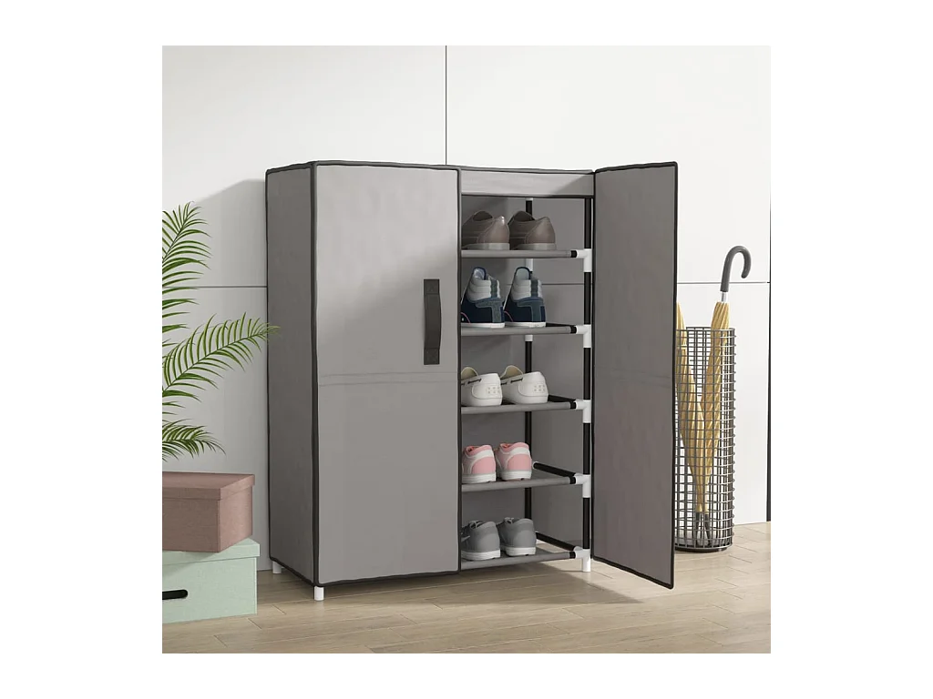 Armoire à chaussures Gris 60x28x90 cm Tissu