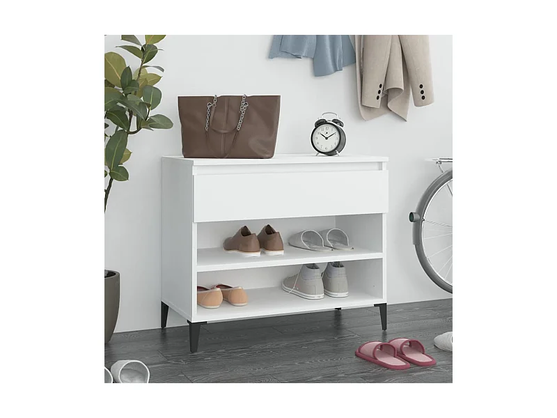 Scarpiera bianca 70x36x60 cm Legno ingegnerizzato