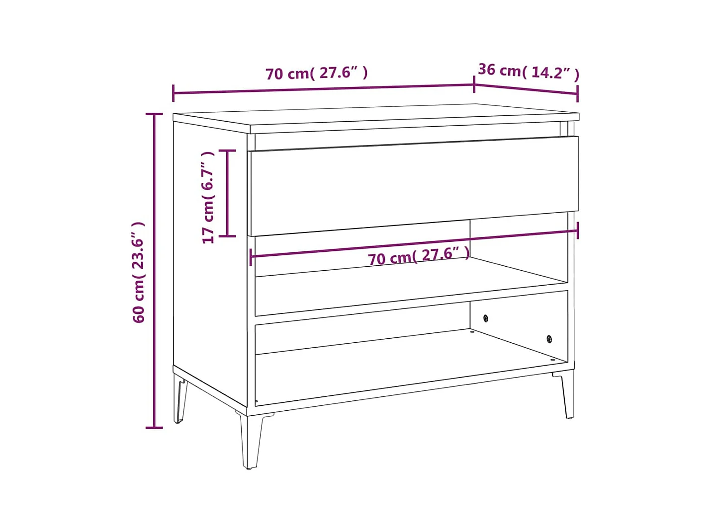 Armoire à chaussures Blanc 70x36x60 cm Bois d'ingénierie