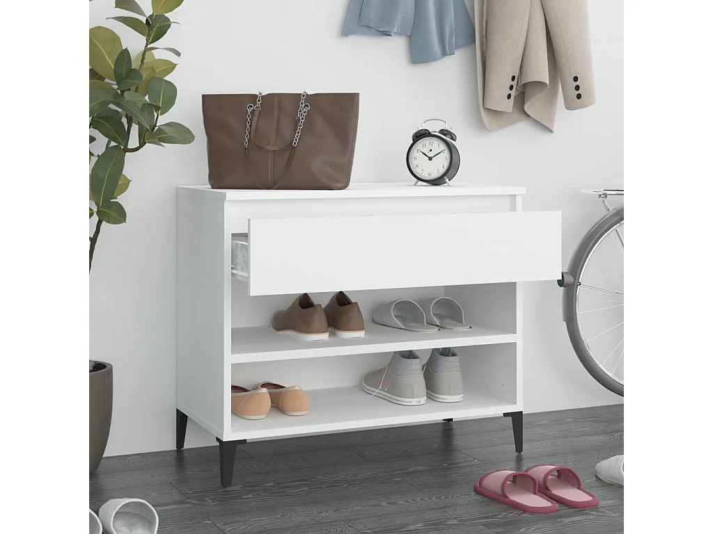 Zapatero blanco 70x36x60 cm Madera contrachapada