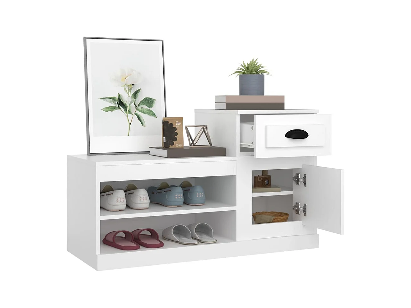 Armoire à chaussures blanc 100x42x60 cm bois d'ingénierie