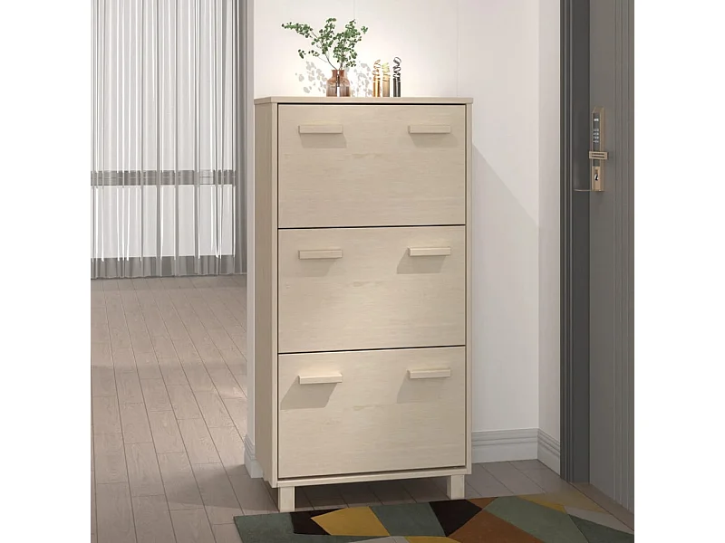 Zapatero Marrón Miel 59,5x35x117cm Pino Macizo