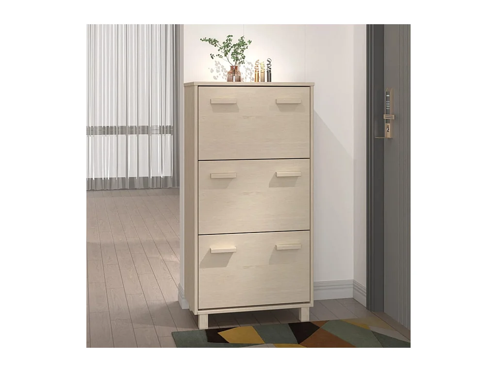 Schoenenkast Honingbruin 59,5x35x117cm Massief grenen