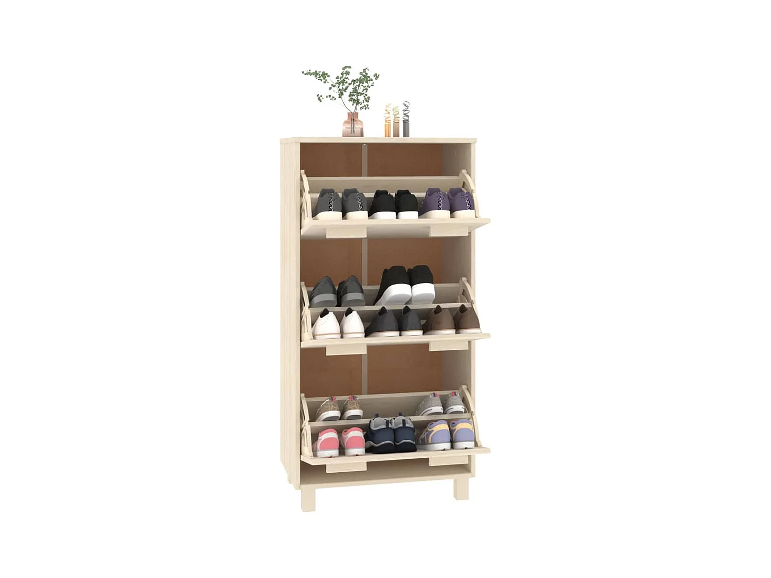 Schoenenkast Honingbruin 59,5x35x117cm Massief grenen