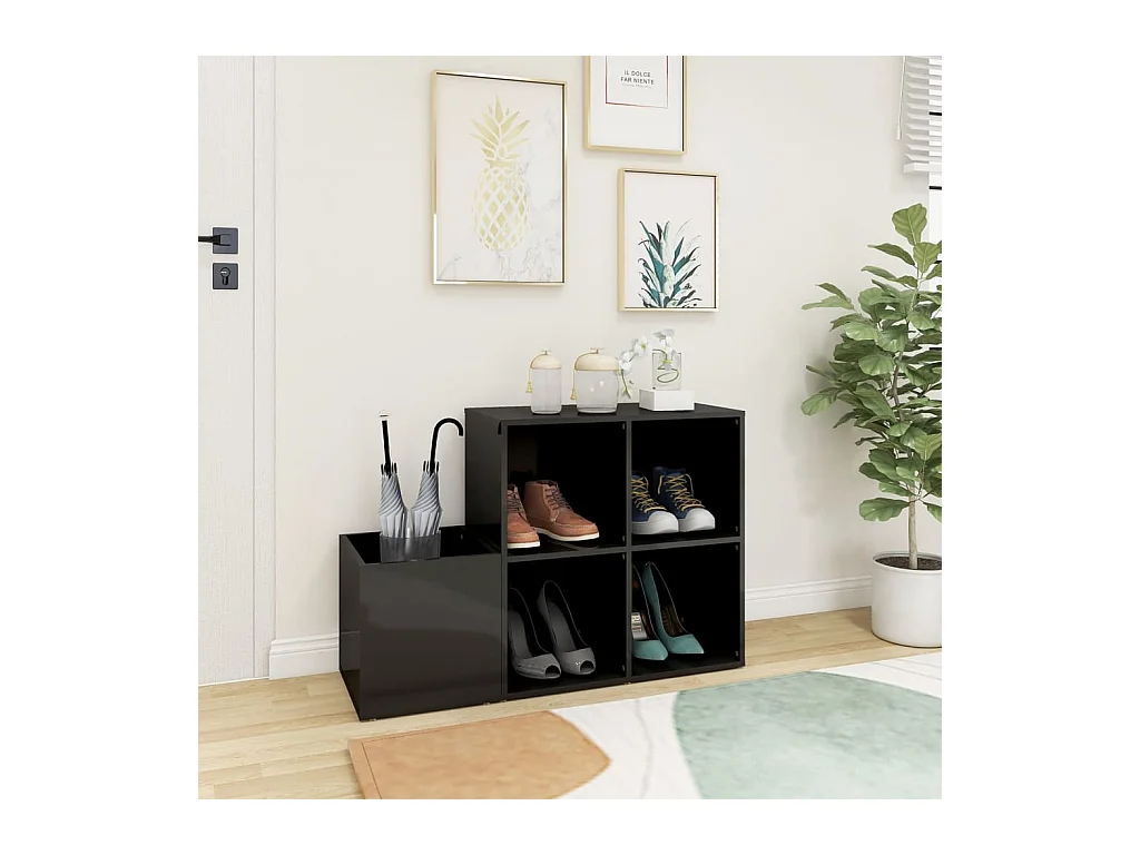 Armoire à chaussures d’entrée gris brillant bois ingénierie