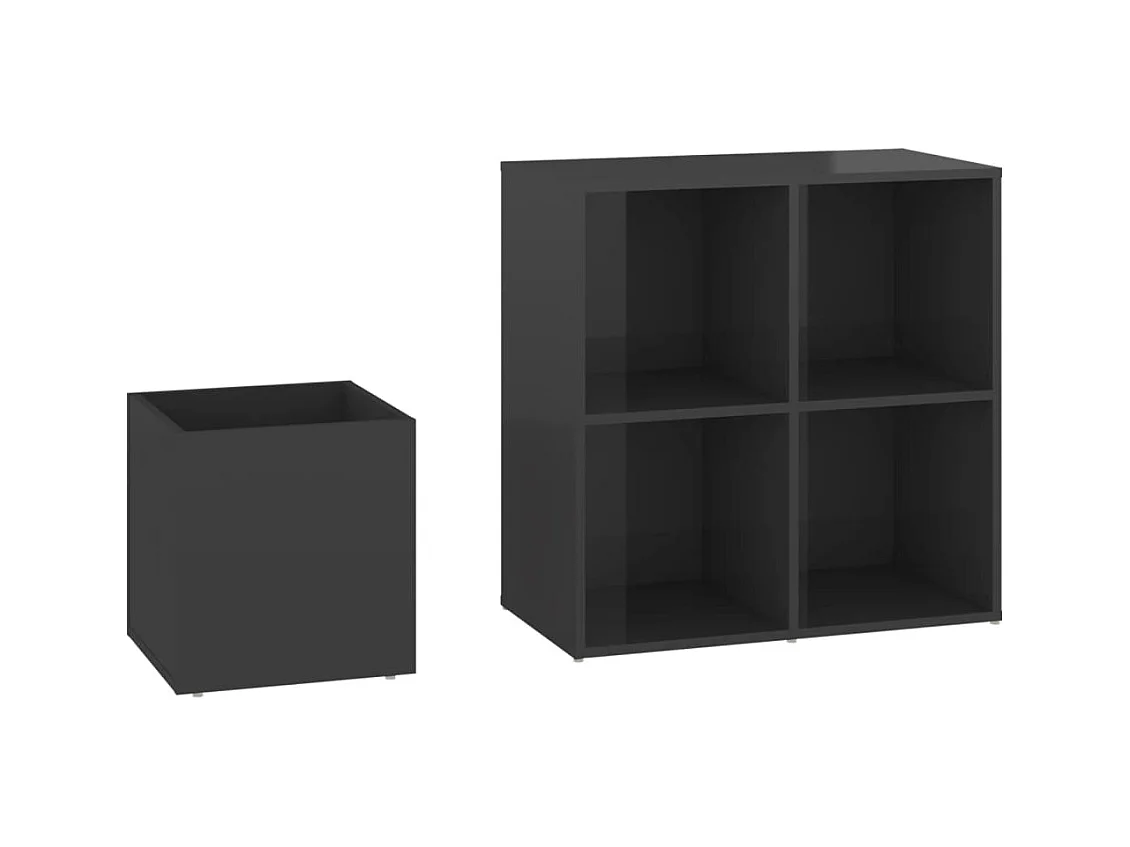 Armoire à chaussures d’entrée gris brillant bois ingénierie