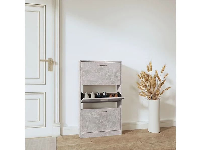 Armoire à chaussures Gris béton 59x17x108 cm Bois d'ingénierie