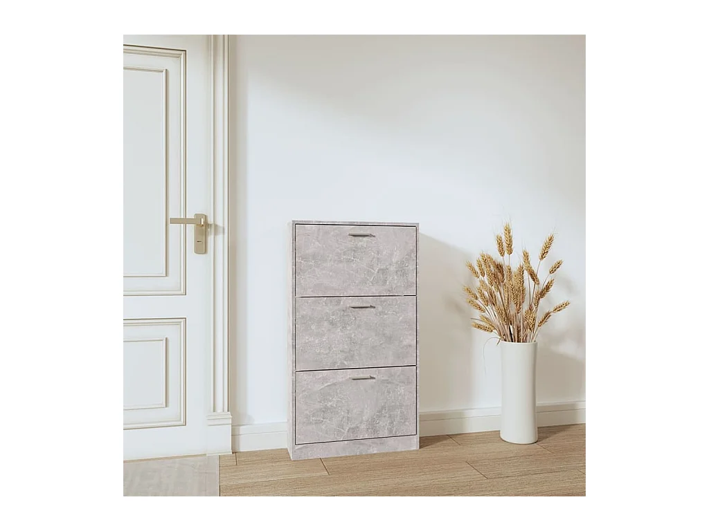 Armoire à chaussures Gris béton 59x17x108 cm Bois d'ingénierie