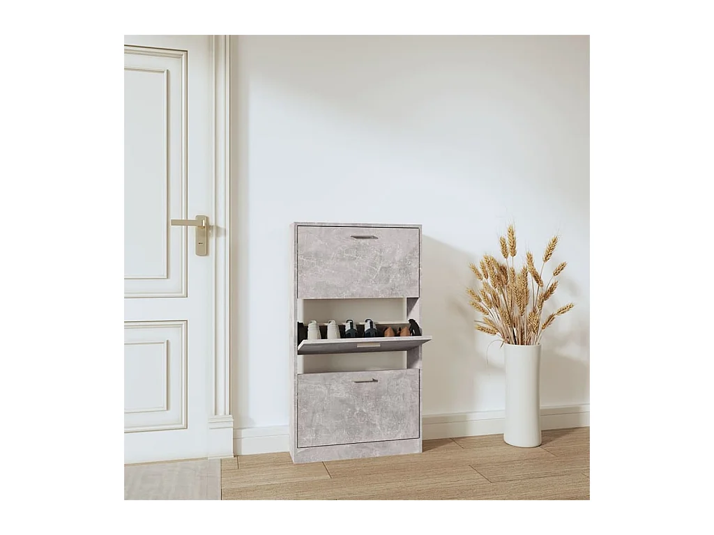 Scarpiera grigio cemento 59x17x108 cm in legno ingegnerizzato
