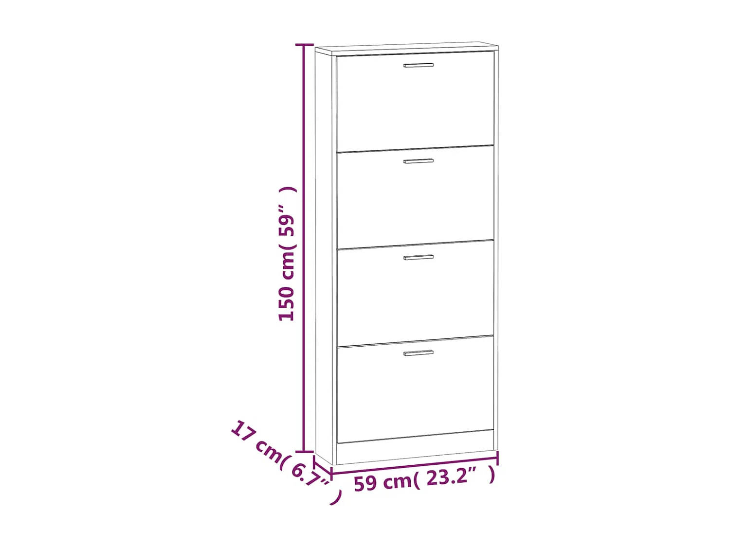 Armoire à chaussures Chêne marron 59x17x150cm Bois d'ingénierie