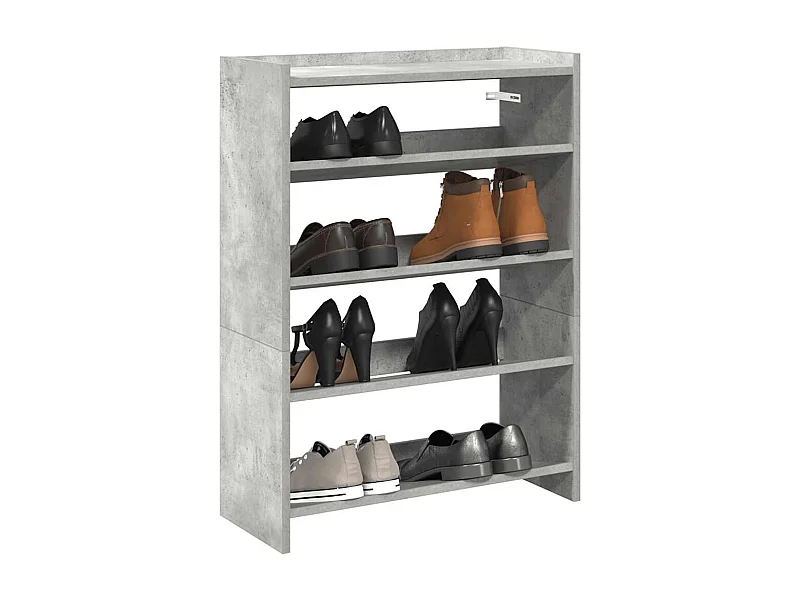 Étagère à chaussures gris béton 60x25x81 cm bois d'ingénierie