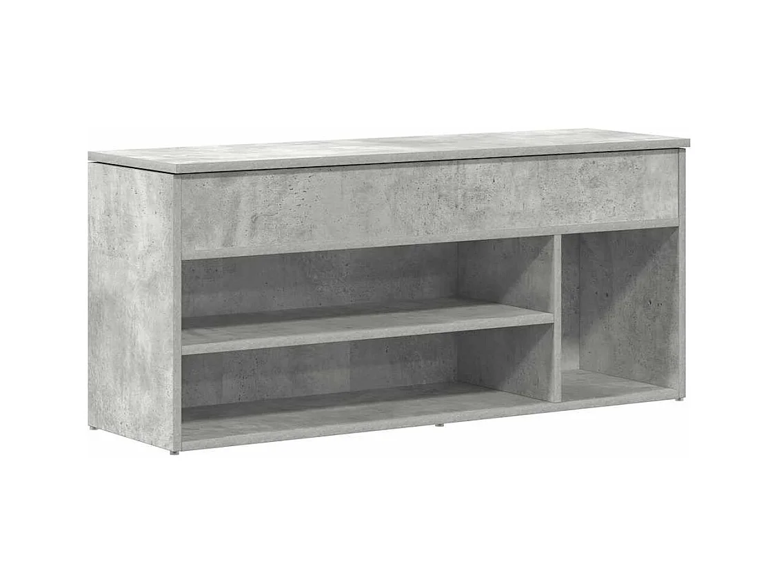 Banc à chaussures gris béton 102x30,5x45 cm bois d'ingénierie