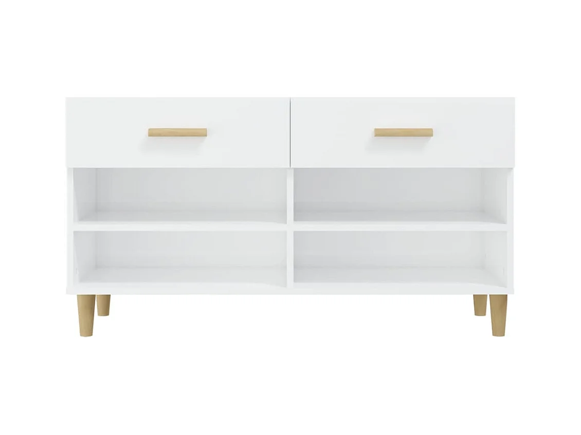 Armoire à chaussure Blanc brillant 102x35x55 cm Bois ingénierie