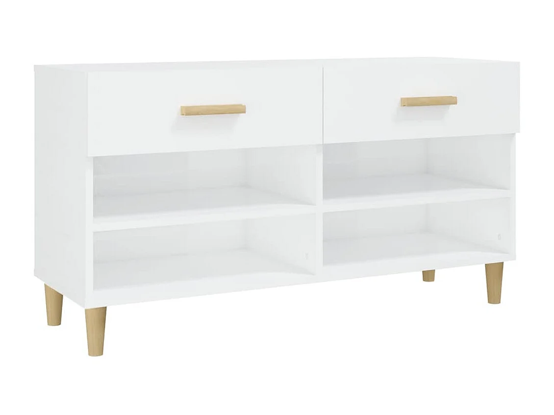 Armoire à chaussure Blanc brillant 102x35x55 cm Bois ingénierie