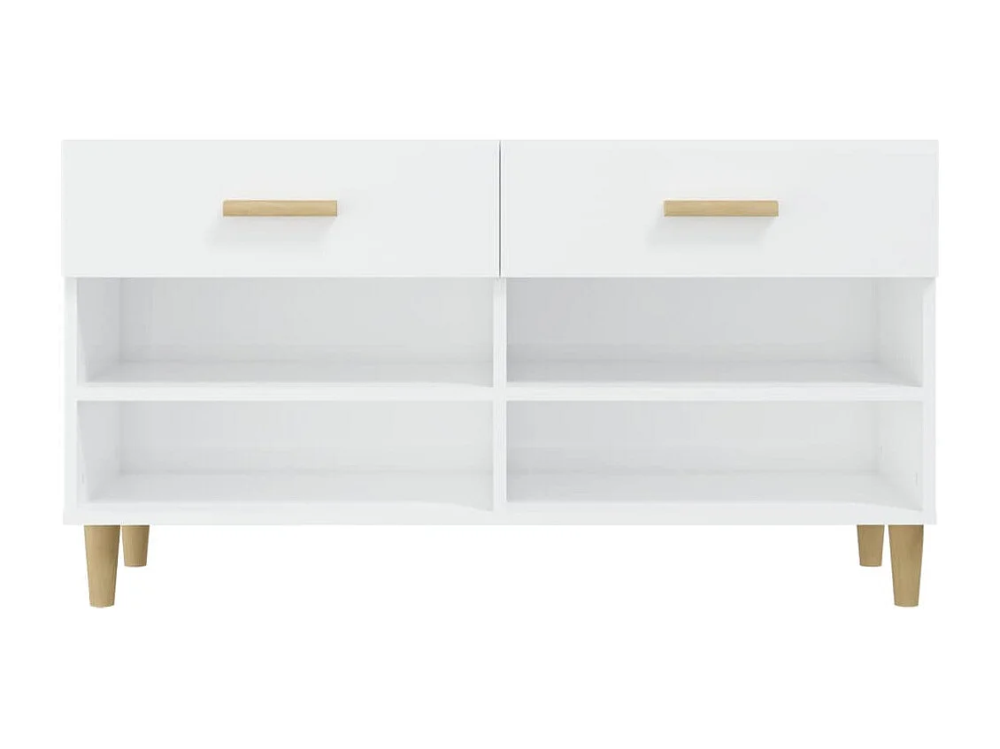 Armoire à chaussure Blanc brillant 102x35x55 cm Bois ingénierie