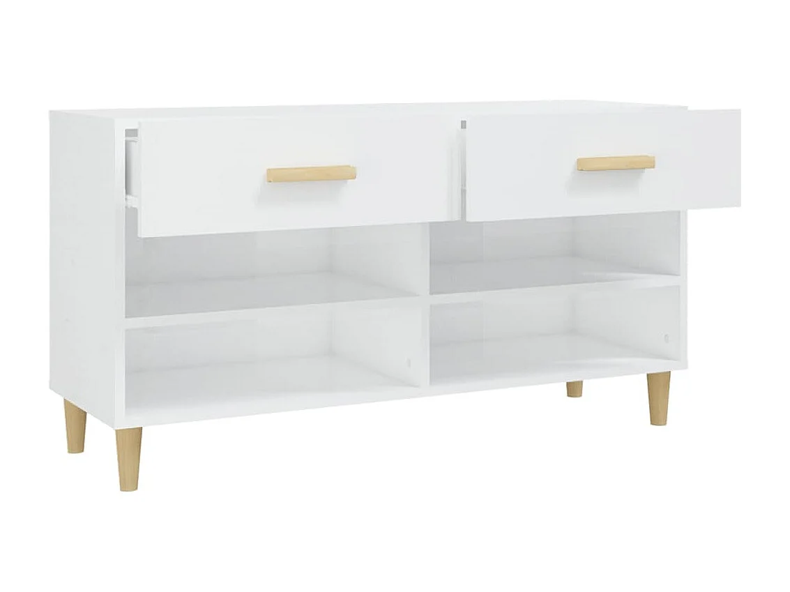 Armoire à chaussure Blanc brillant 102x35x55 cm Bois ingénierie