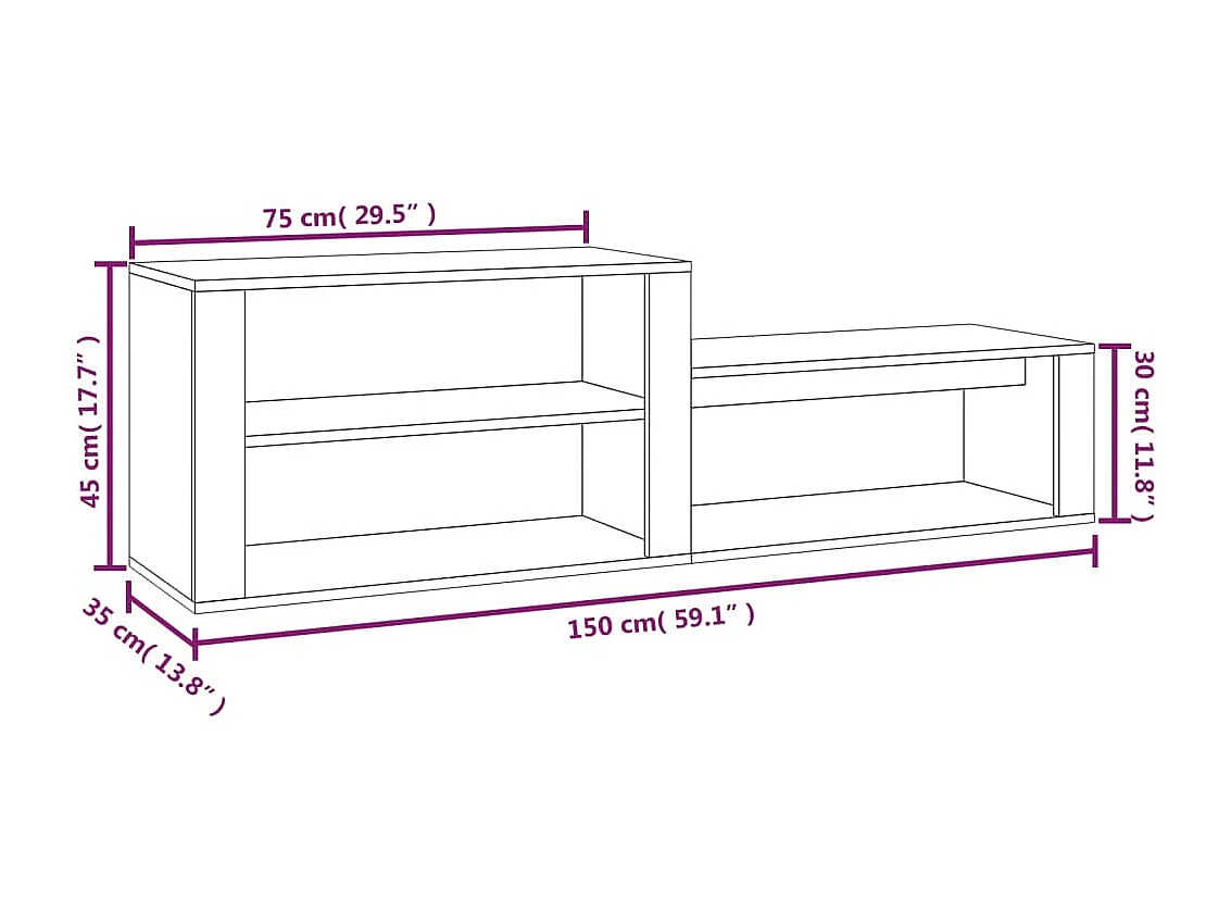 Zapatero Roble marrón 150x35x45cm Madera de ingeniería