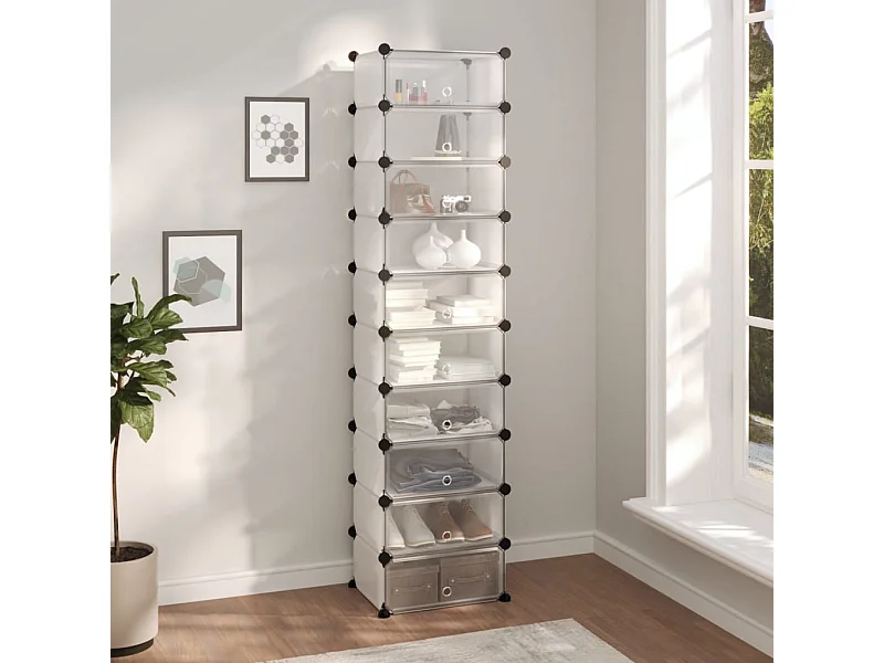 Transparant schoenenrek 44x32x174 cm PP