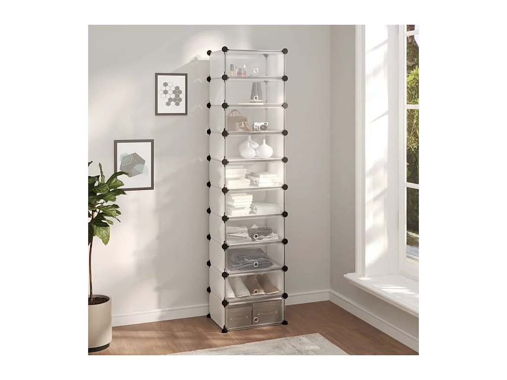 Transparant schoenenrek 44x32x174 cm PP