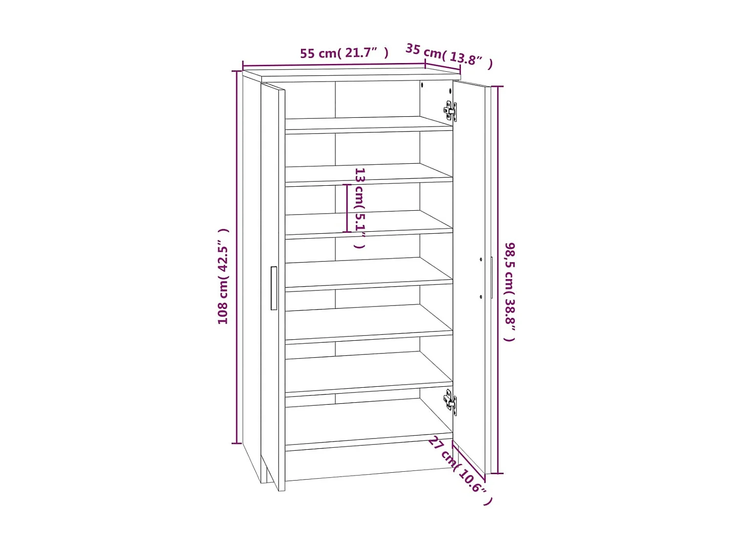 Armoire à chaussures Sonoma gris 55x35x108 cm Bois d'ingénierie