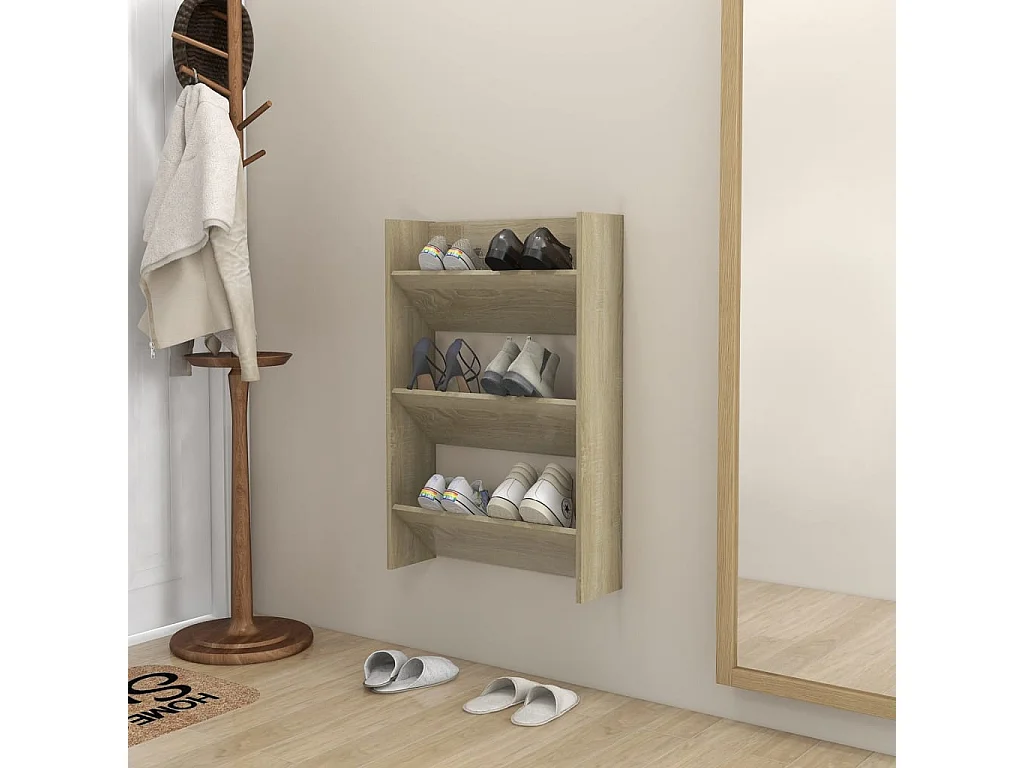 Armoire à chaussures murale Chêne Sonoma 60x18x90 cm Aggloméré