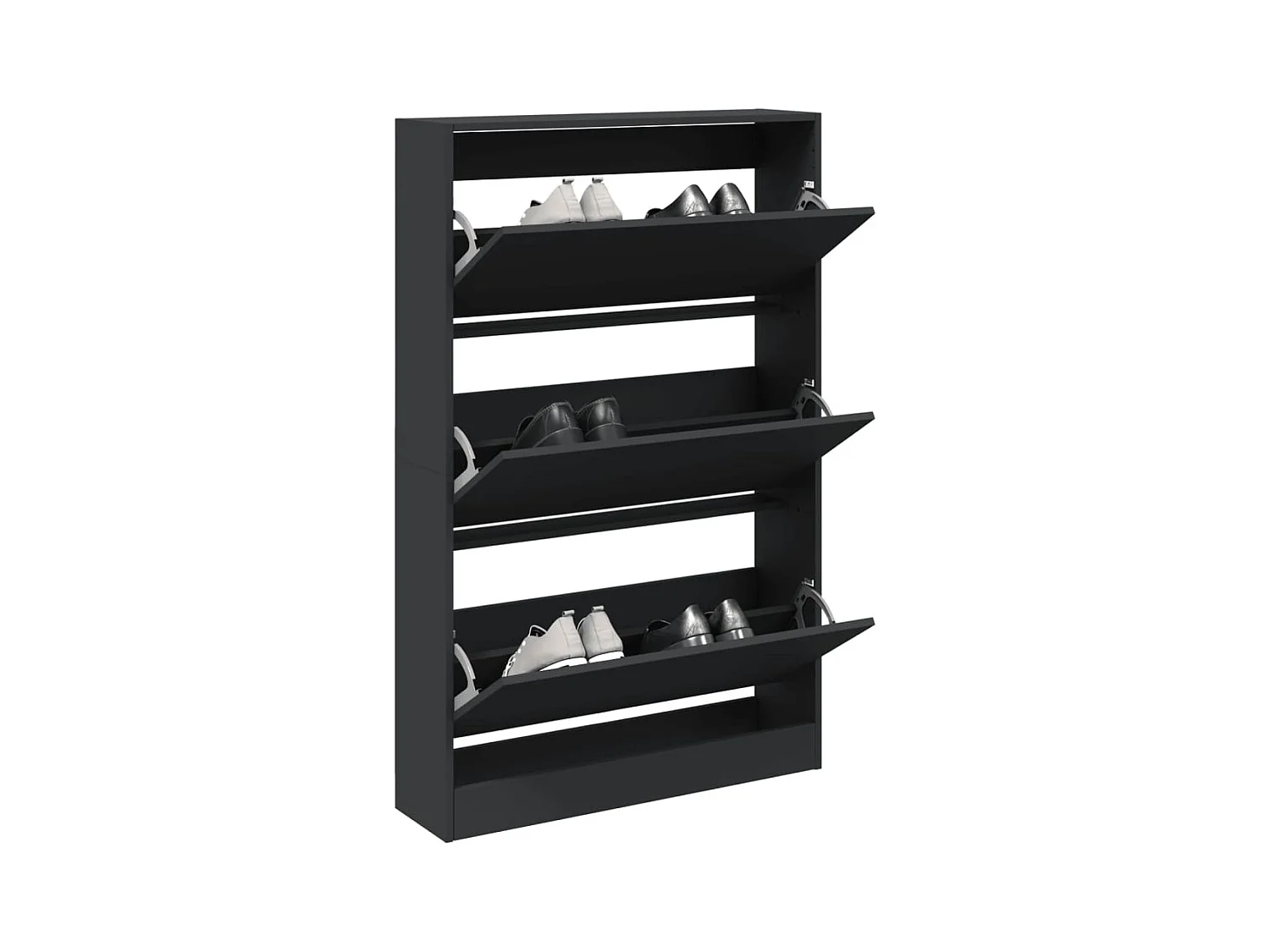 Scarpiera nera 80x21x125,5 cm in legno ingegnerizzato