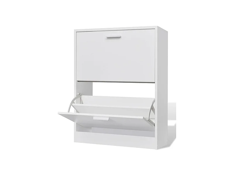 Zapatero de madera con 2 compartimentos Blanco