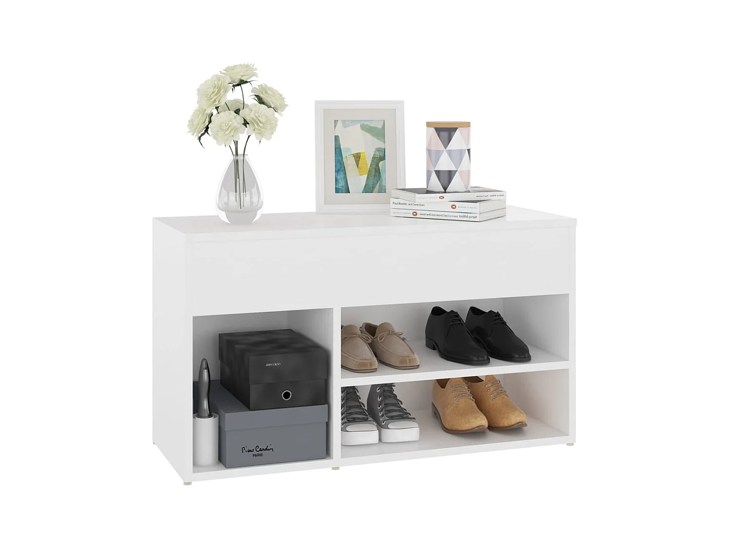 Banc à chaussures Blanc 80x30x45 cm Bois d’ingénierie