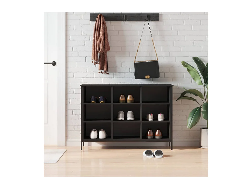 Armoire à chaussures noir 100x35x70 cm bois d'ingénierie
