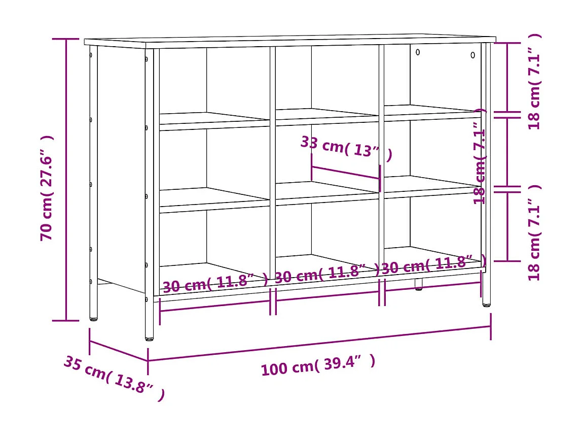 Zapatero negro 100x35x70 cm madera contrachapada