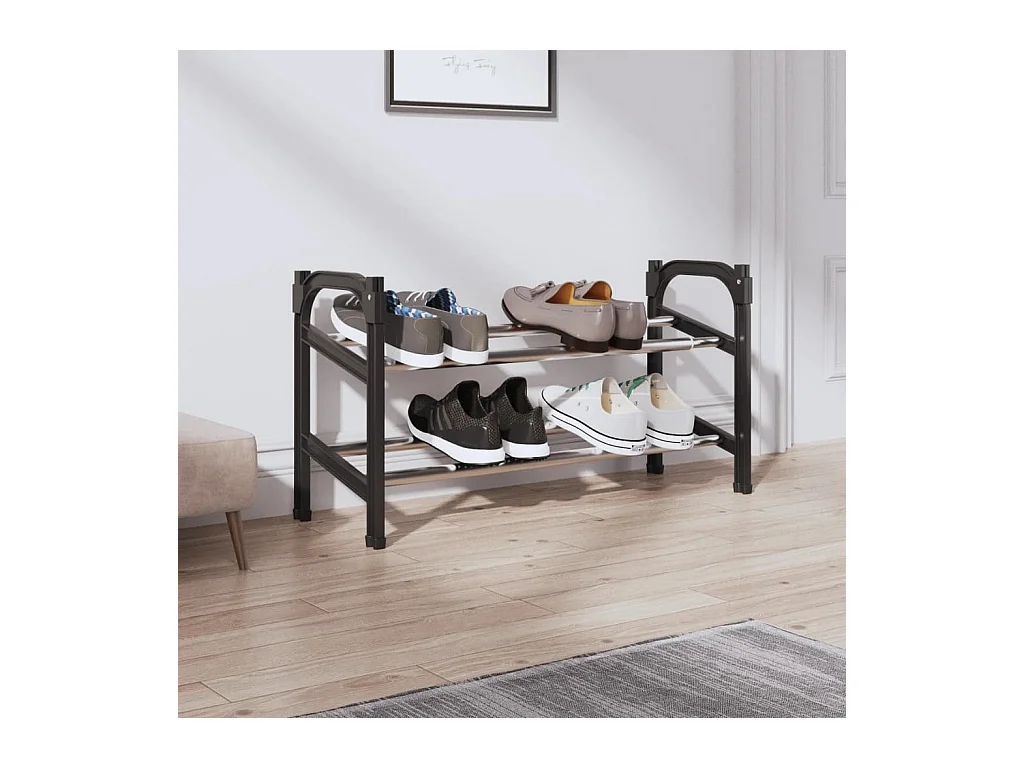 Meuble à chaussures extensible avec 2 étagères 119x24x37 cm