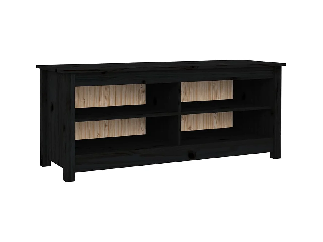 Panca portascarpe nera 110x38x45,5 cm Legno massello di pino