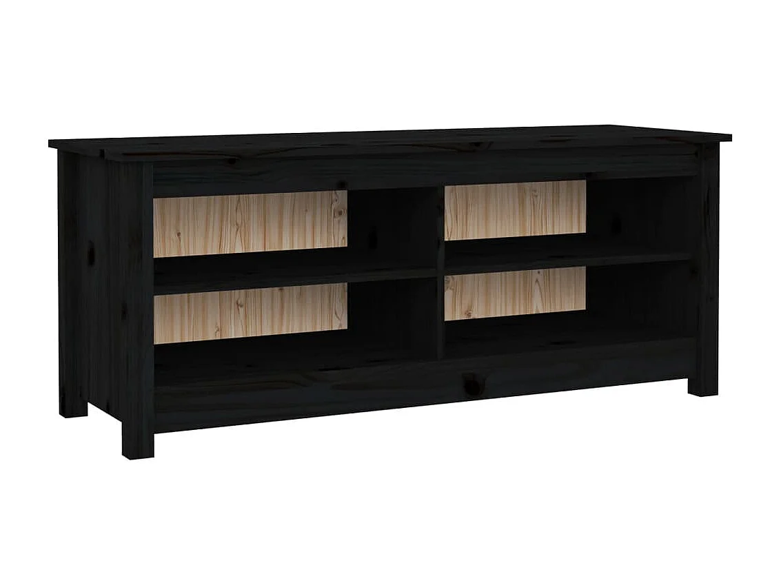 Panca portascarpe nera 110x38x45,5 cm Legno massello di pino
