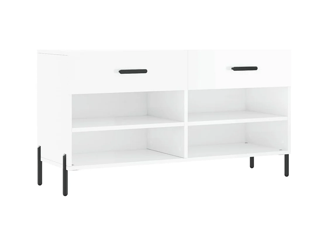 Banc à chaussures blanc brillant 102x35x55 cm bois d'ingénierie