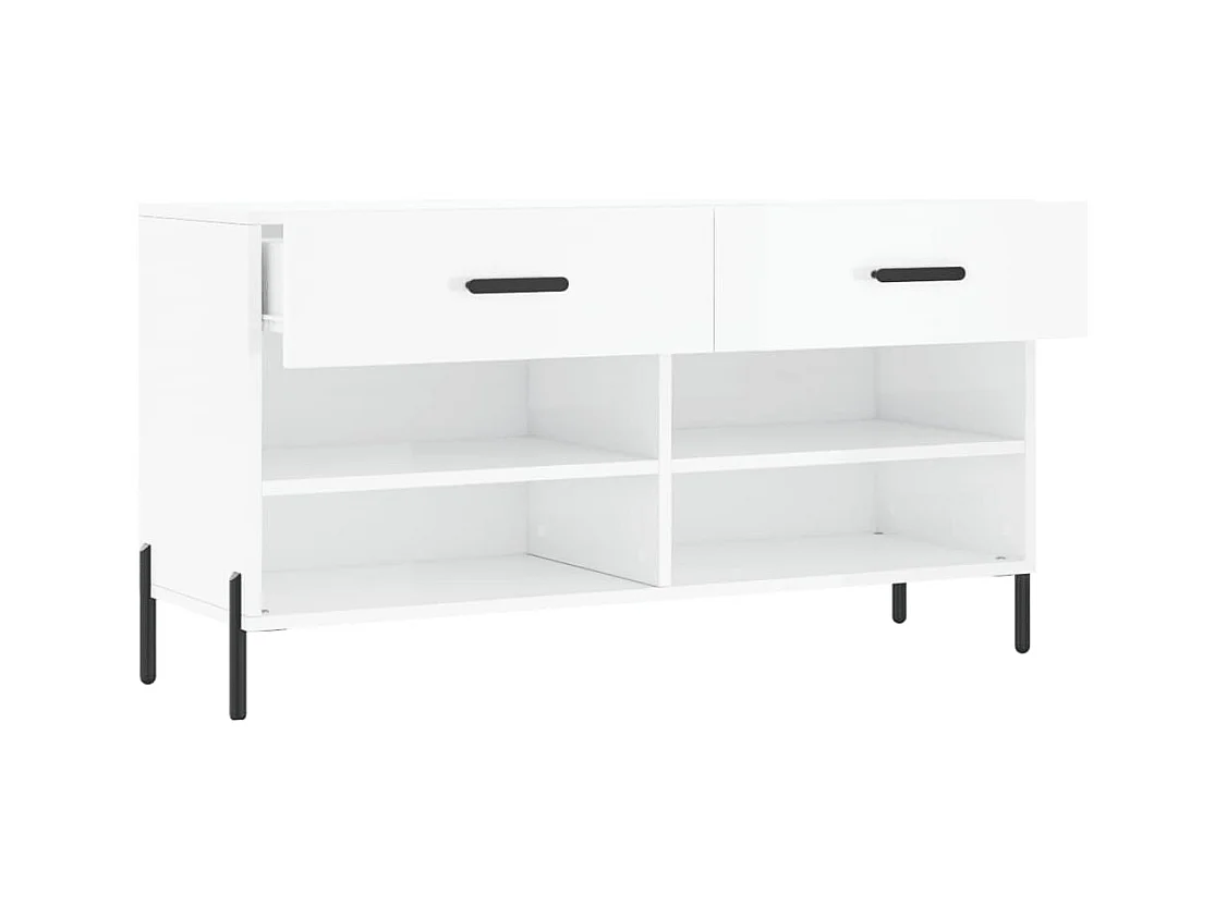 Banc à chaussures blanc brillant 102x35x55 cm bois d'ingénierie