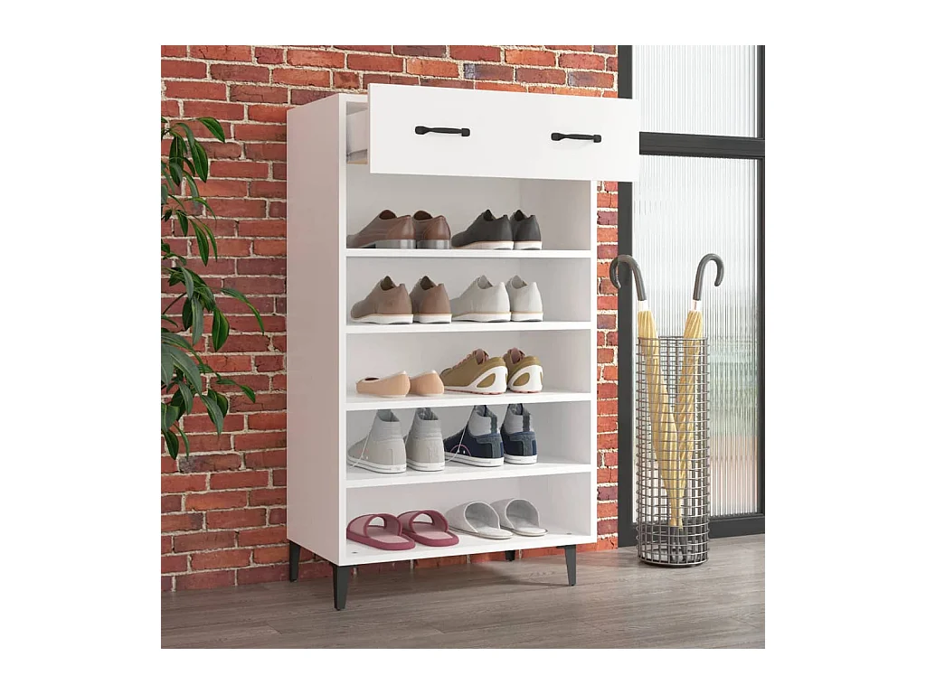 Armoire à chaussures Blanc 60x35x105 cm Bois d'ingénierie