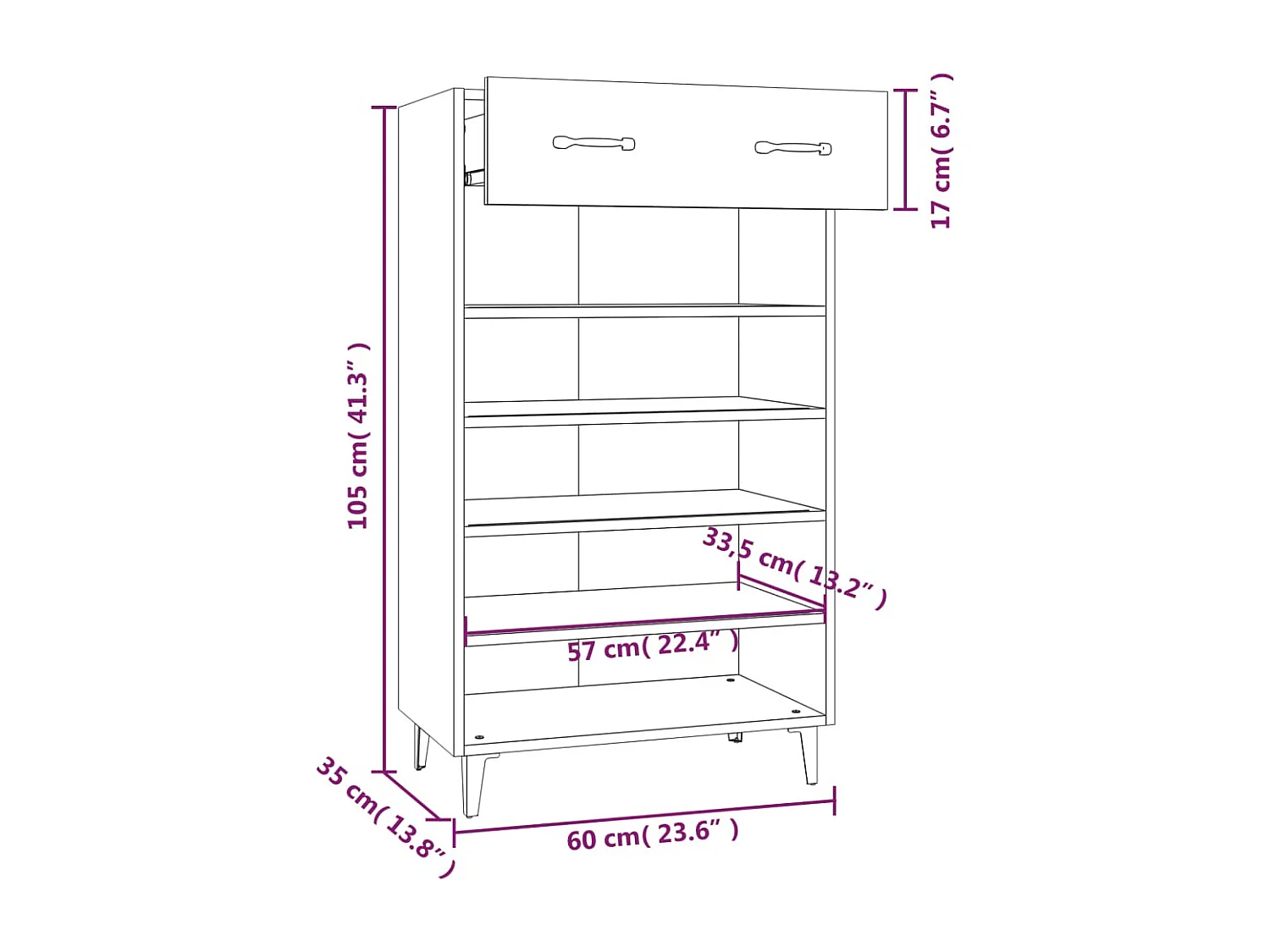 Armoire à chaussures Blanc 60x35x105 cm Bois d'ingénierie