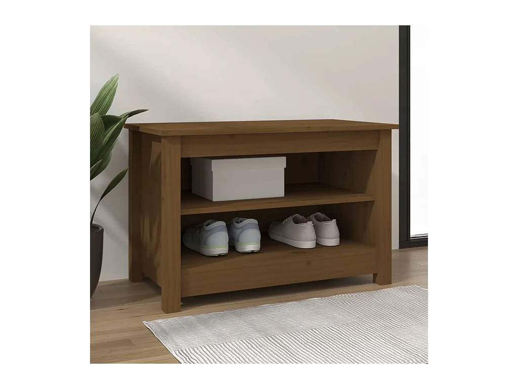 Banc à chaussures Marron miel 70x38x45,5 cm Pin massif
