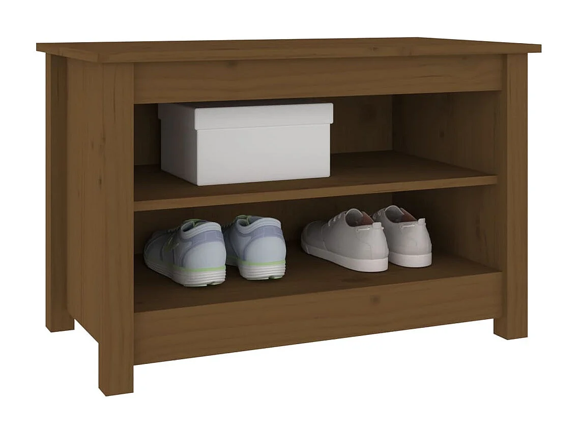 Banc à chaussures Marron miel 70x38x45,5 cm Pin massif