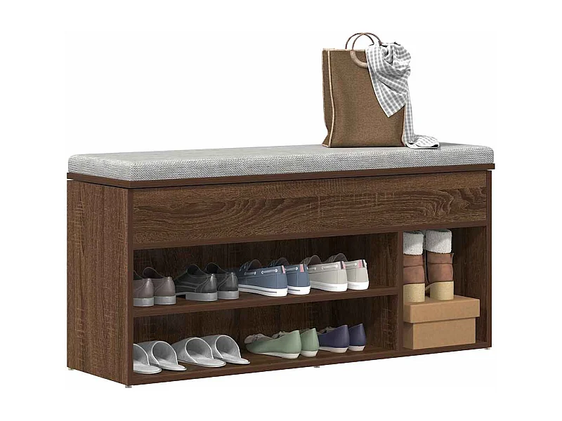 Banc à chaussures chêne marron 102x30,5x45 cm bois d'ingénierie