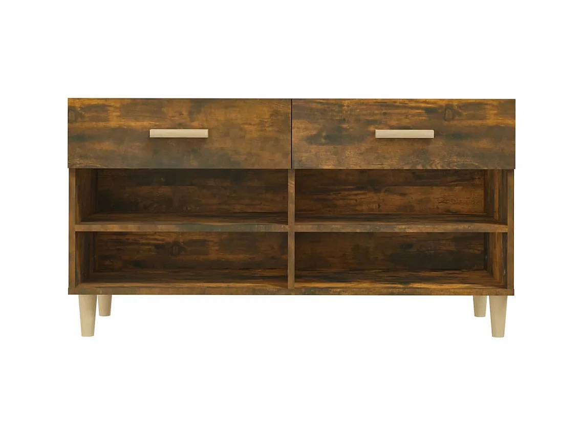 Meuble à chaussures Chêne fumé 102x35x55 cm Bois d'ingénierie