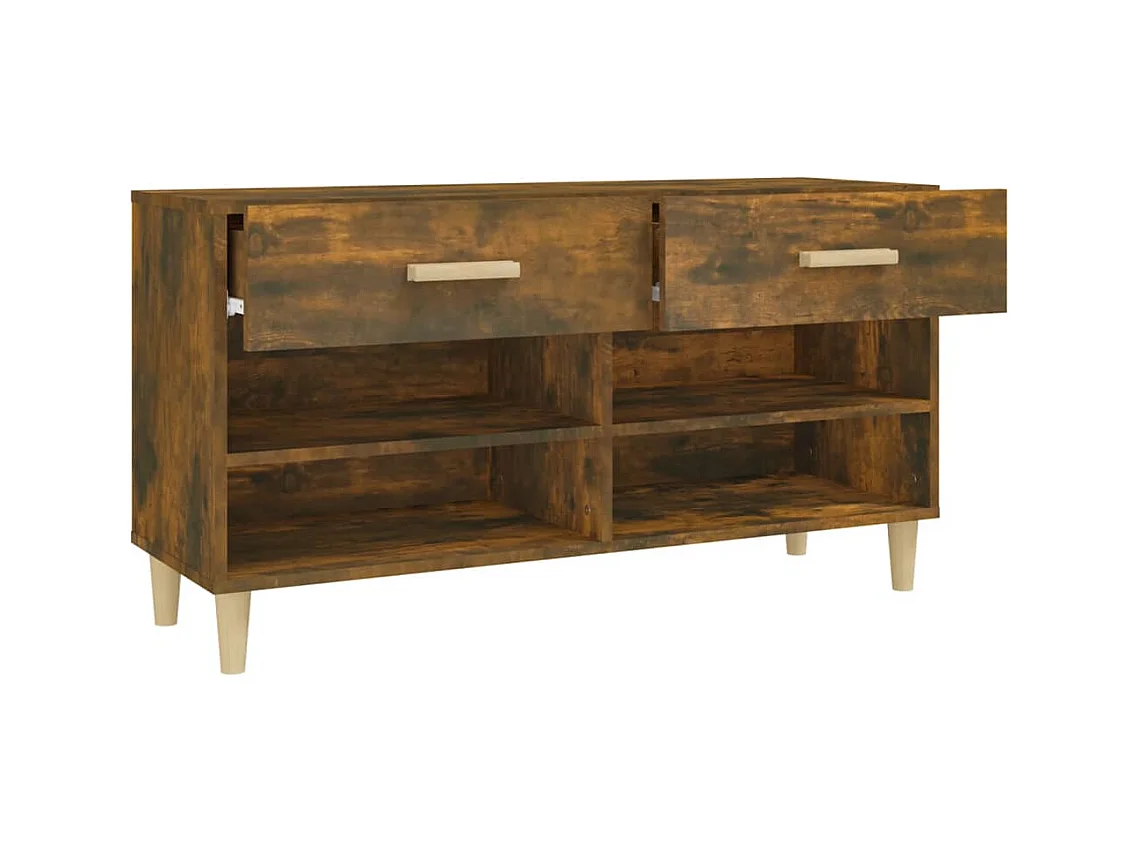 Meuble à chaussures Chêne fumé 102x35x55 cm Bois d'ingénierie