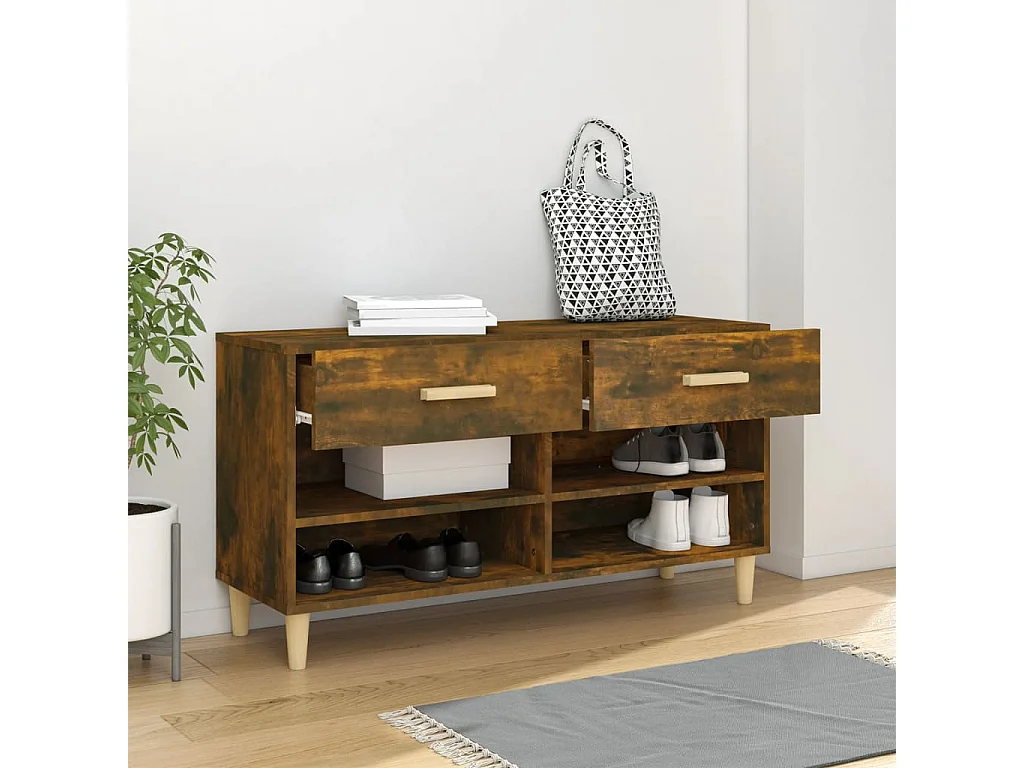 Zapatero de roble ahumado 102x35x55 cm Madera de ingeniería