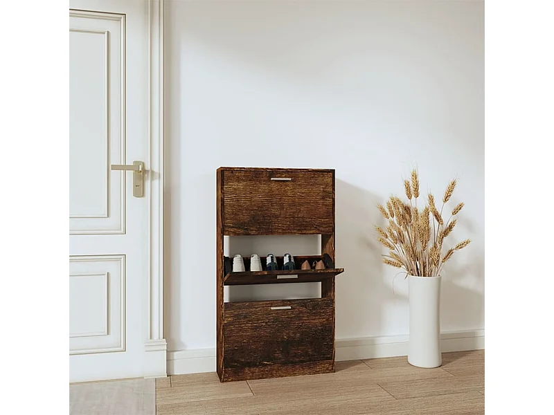 Armoire à chaussures Chêne fumé 59x17x108 cm Bois d'ingénierie
