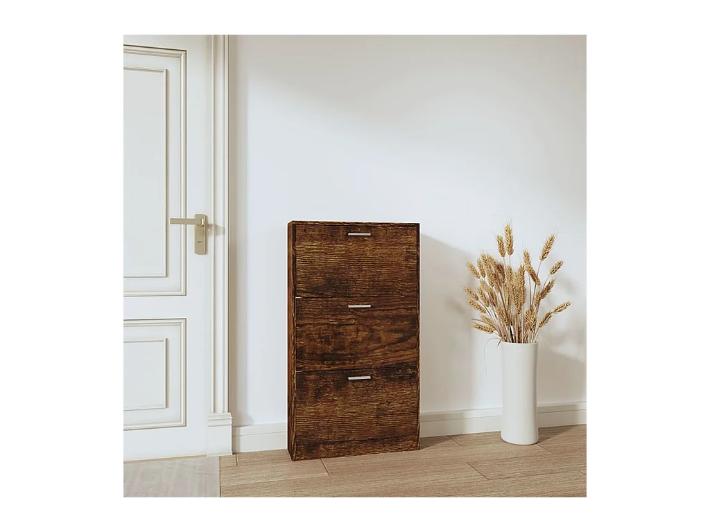 Armoire à chaussures Chêne fumé 59x17x108 cm Bois d'ingénierie